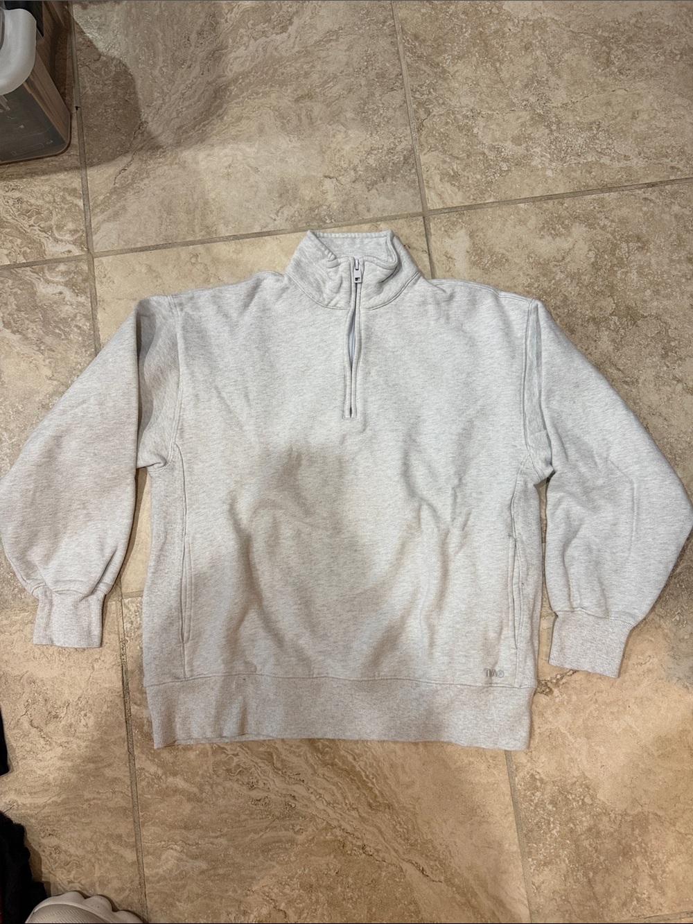 TNA Women's Light Heather Gray Half-Zip V-Neck Sweater